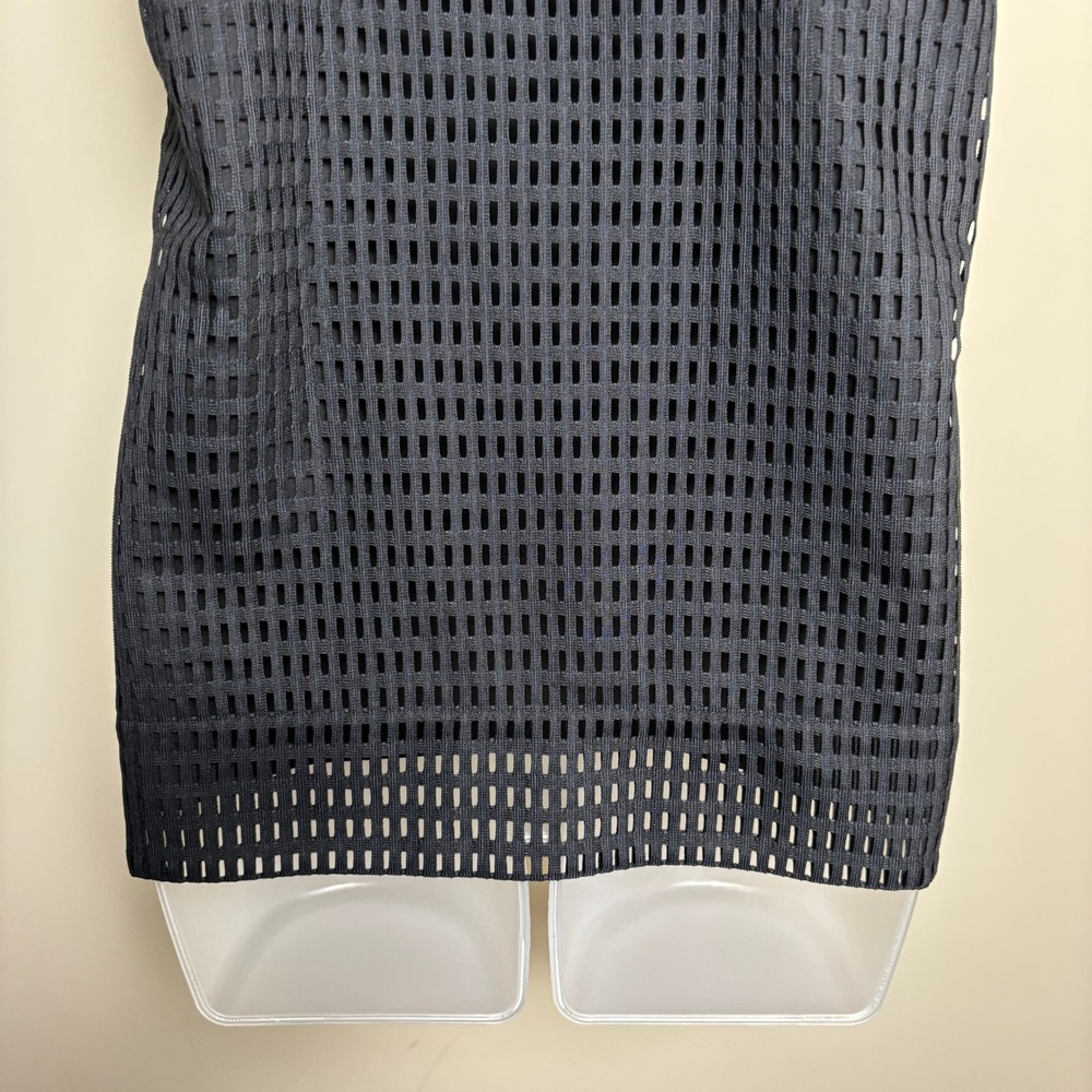 DKNY Black Grid Mesh Sheer Knit Racerback Scoop Neck Sleeveless Tank Top Women S - Picture 7 of 9